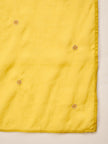 Yellow Pure Cotton Floral Embroidered With Buttons A-Line Kurta Trouser With Dupatta