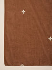 Brown Pure Cotton Geometric Embroidered A-Line Kurta Trouser With Dupatta