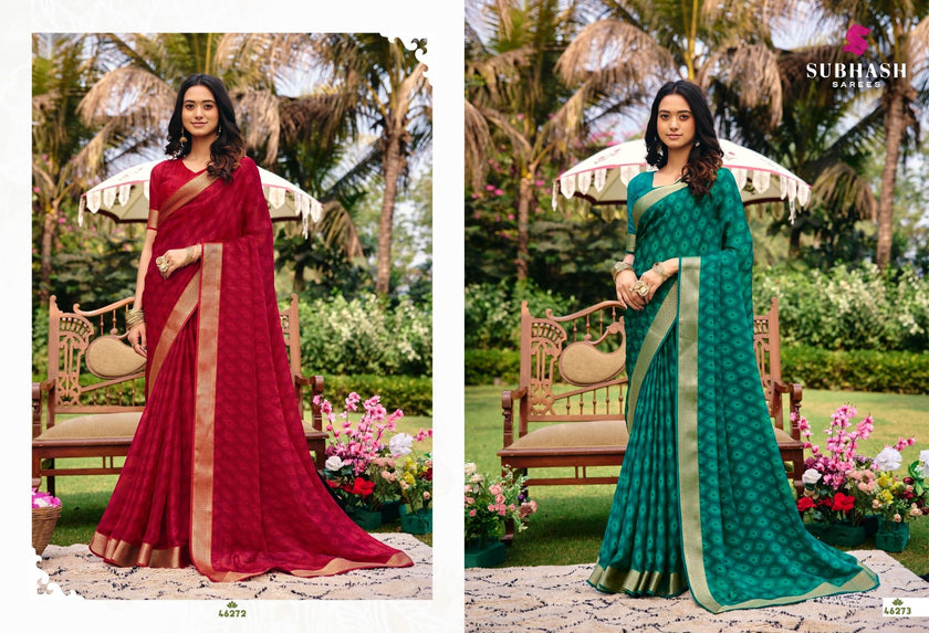 Riviera-27: Chiffon Printed Sarees with Georgette Blouse
