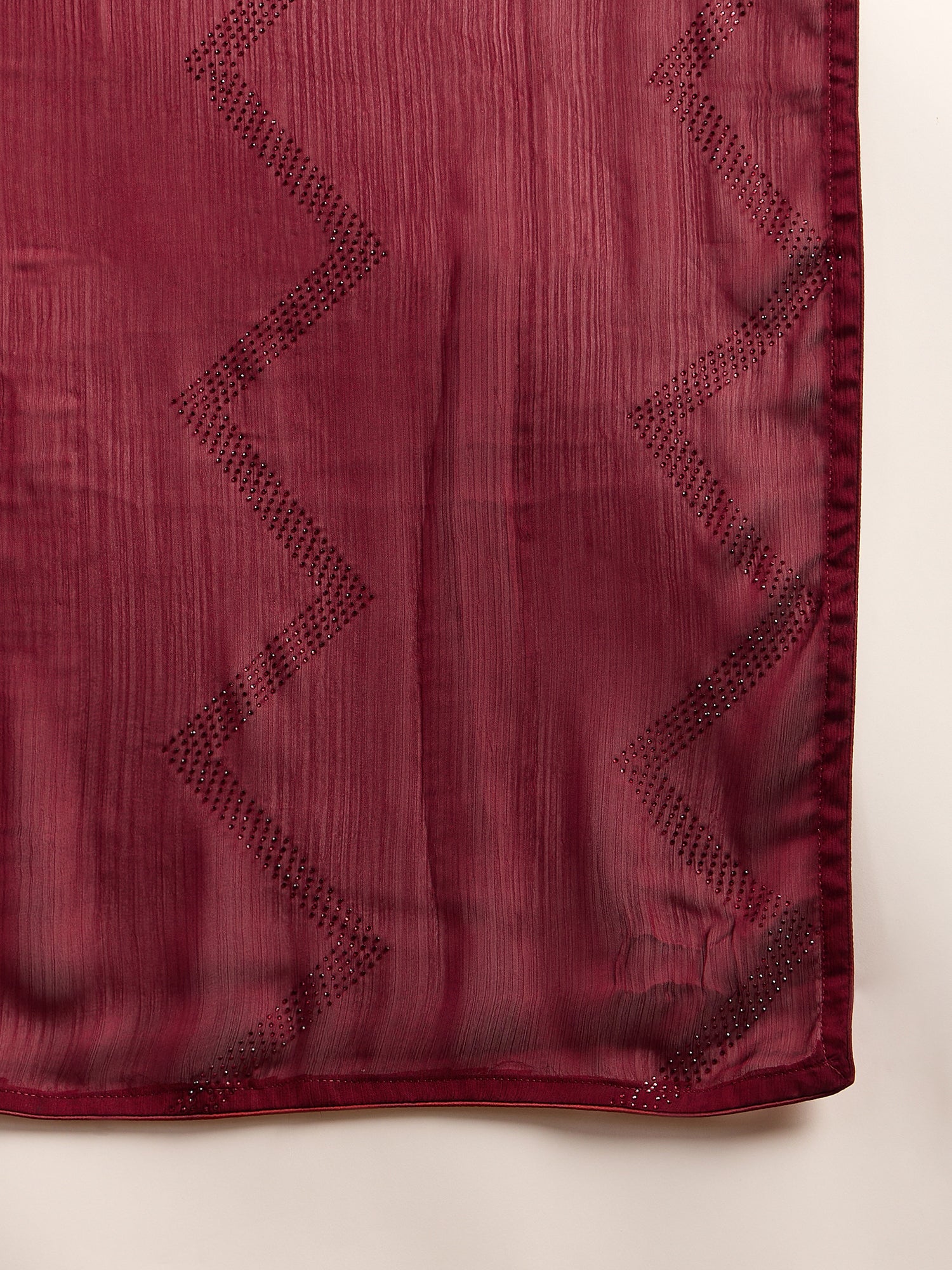 Maroon Satin Solid With Stone Work Border Saree with Unstitched Fancy Blouse