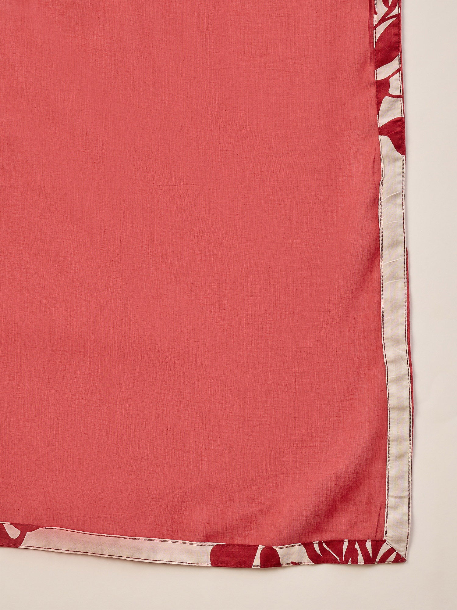 Red Pure Cotton Floral Printed A-Line Sleeveless Kurta Trouser With Dupatta