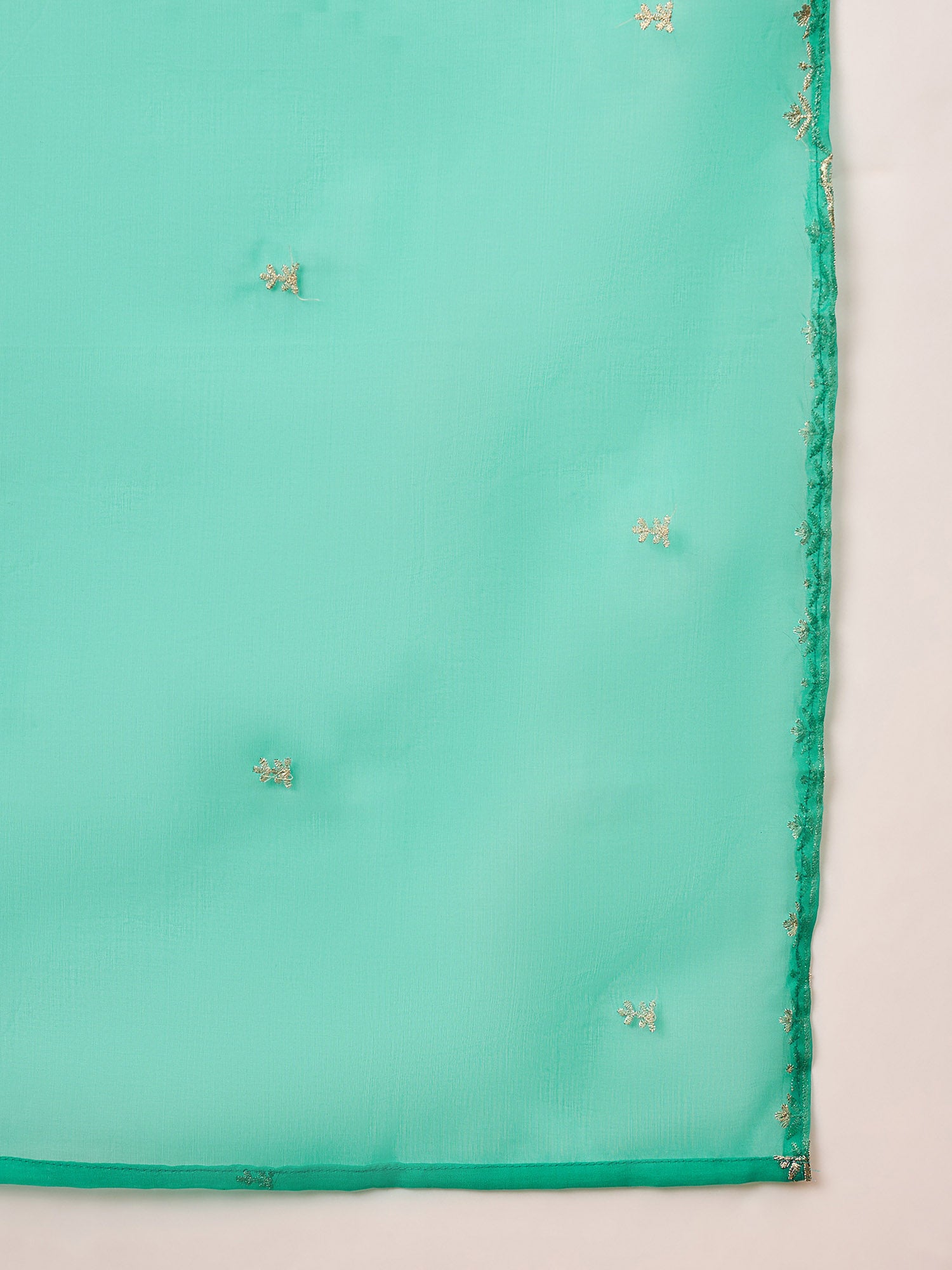 Green Chanderi Silk Solid A-Line Kurta Trouser with Dupatta