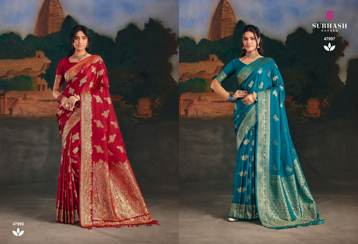 Pankhi - Mirzapur Special : Solid Silk Saree with Zari Border & Silk Blouse