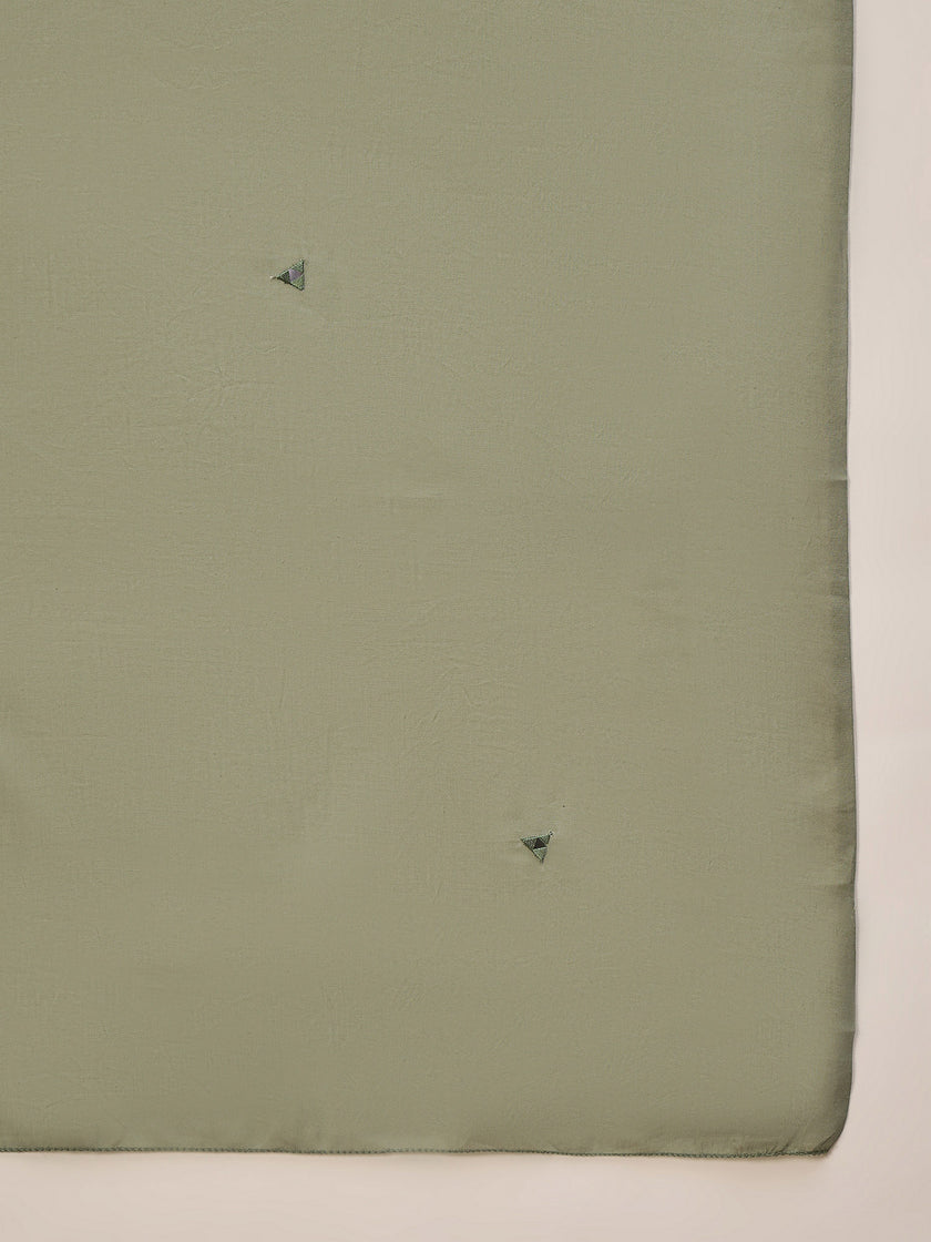 Green Pure Cotton Floral Embroidered A-Line Kurta Trouser With Dupatta