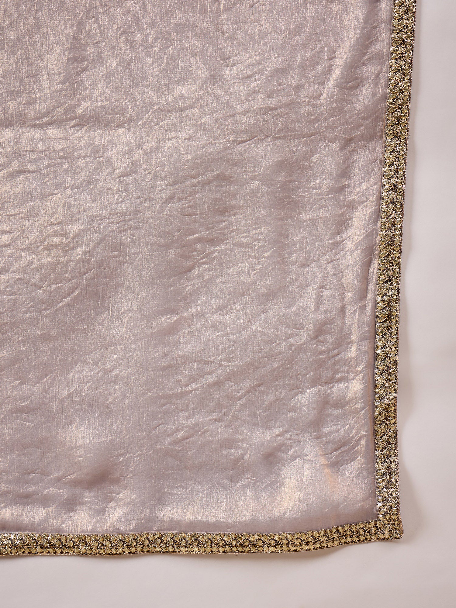 Silver Organza Solid with Gota Lace Saree with Unstitched Blouse