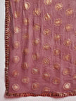 Maroon Chinon Printed A-Line Kurta  Trouser