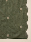 Green Pure Cotton Embroidered A-Line Kurta Trouser With Embroidered Dupatta