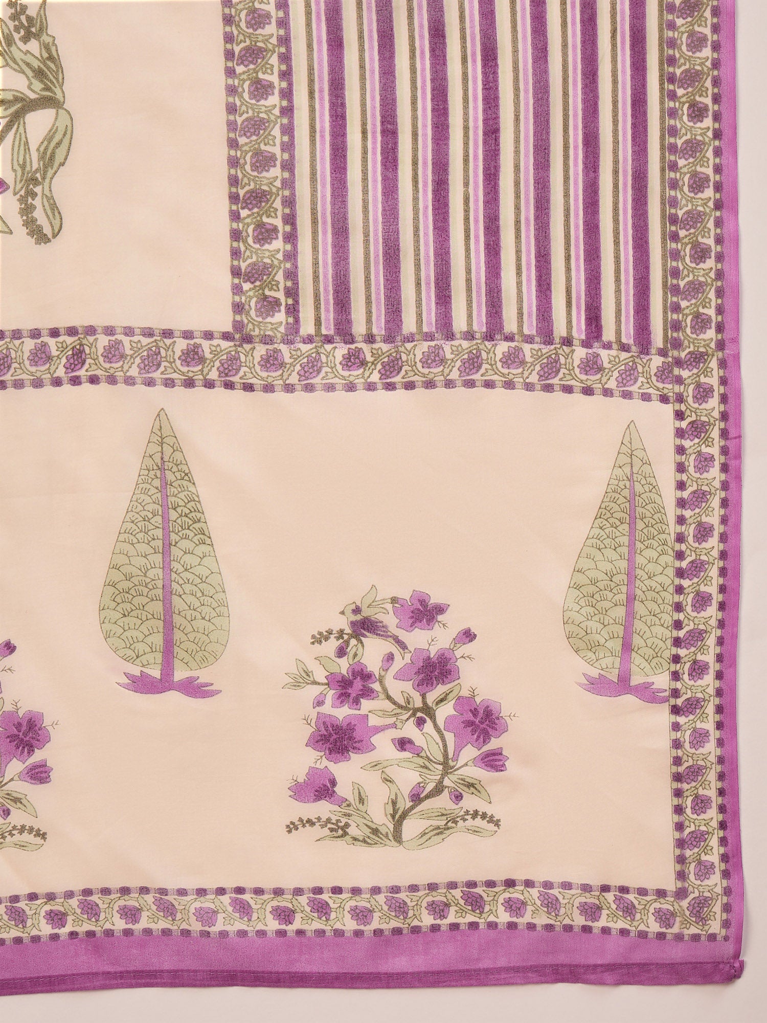 Multi Pure Cotton Floral Printed A-Line Sleeveless Kurta Trouser With Printed Dupatta