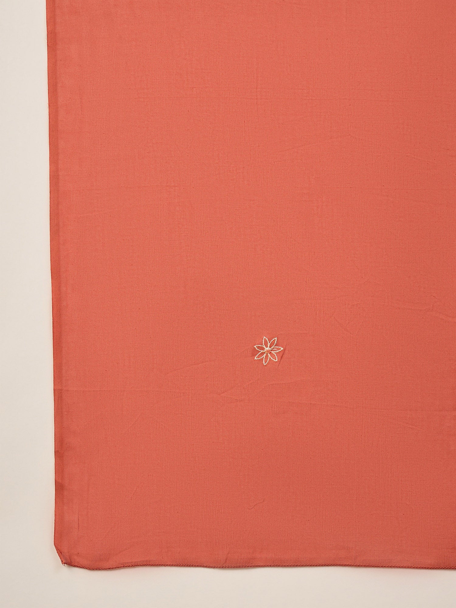 Orange Pure Cotton Embroidered Pleated A-Line Kurta Trouser With Dupatta