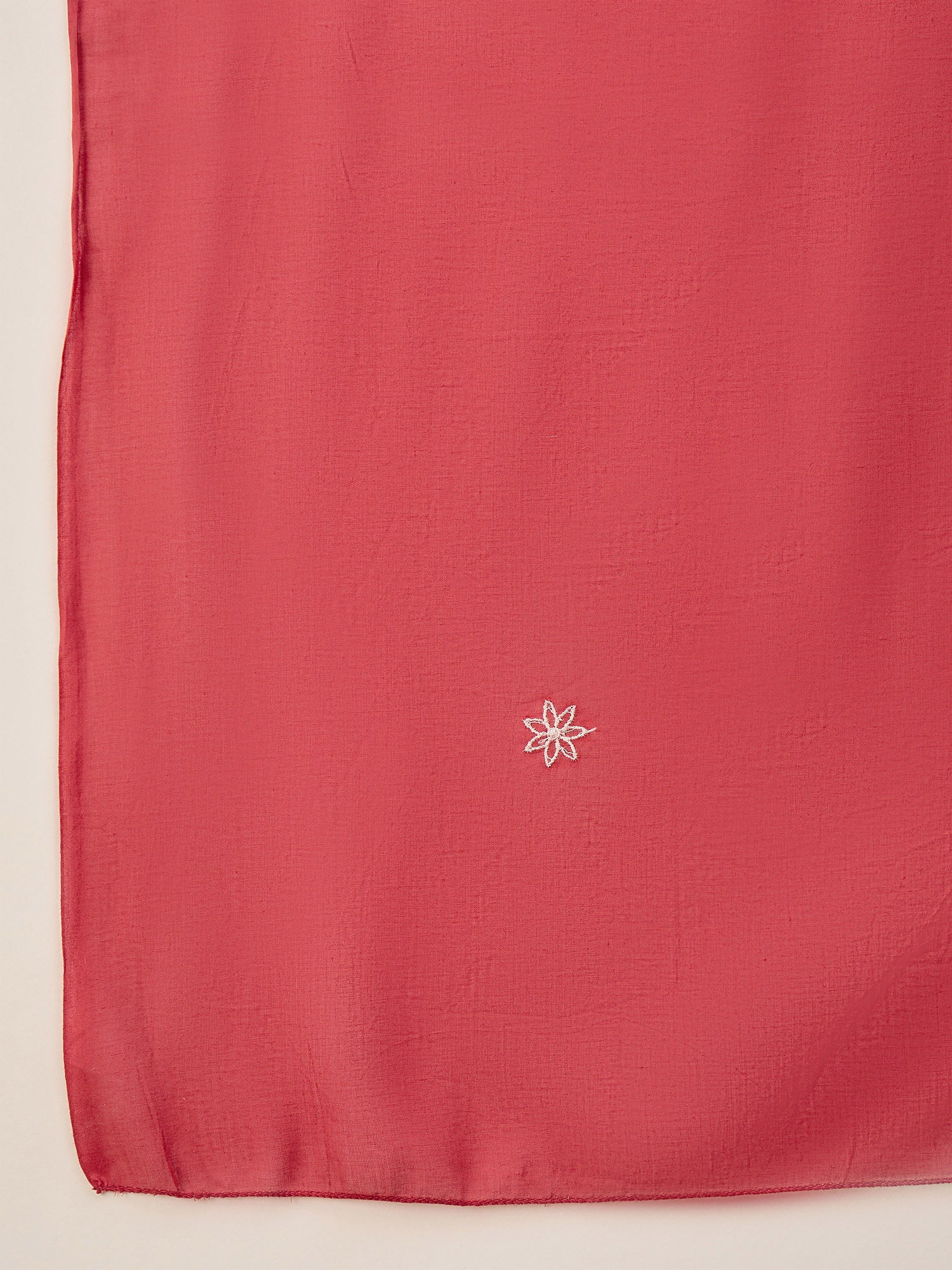 Red Pure Cotton Embroidered Pleated A-Line Kurta Trouser With Dupatta
