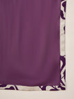 Purple Pure Floral Cotton Printed A-Line Sleeveless Kurta Trouser With Dupatta