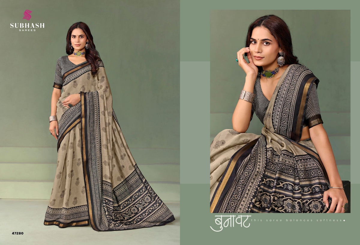 Paalika-03 : Silk Chanderi Mal Cotton Printed Saree with Silk Chanderi Blouse