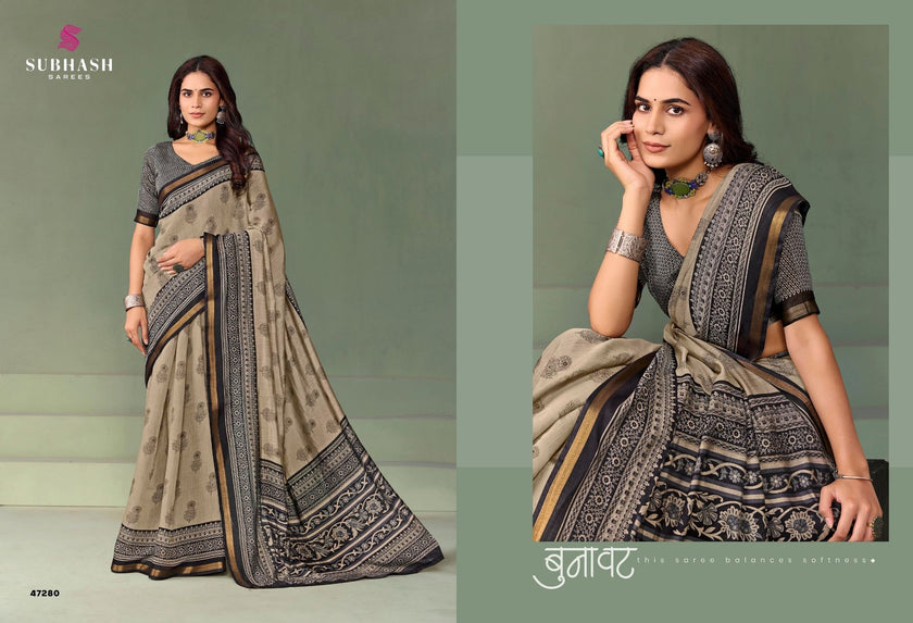 Paalika-03 : Silk Chanderi Mal Cotton Printed Saree with Silk Chanderi Blouse
