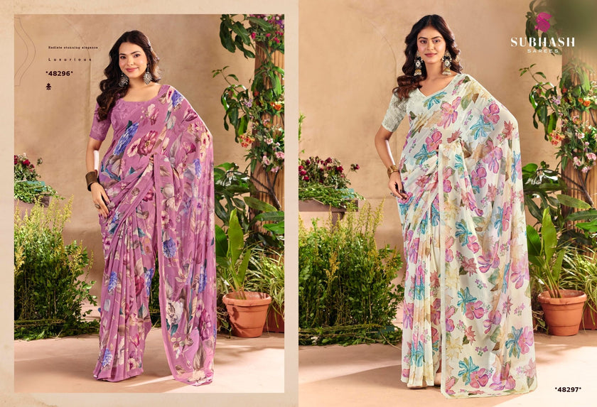 Gardenia-27 : Premium Georgette Digital Floral Print Saree with Premium Georgette Blouse