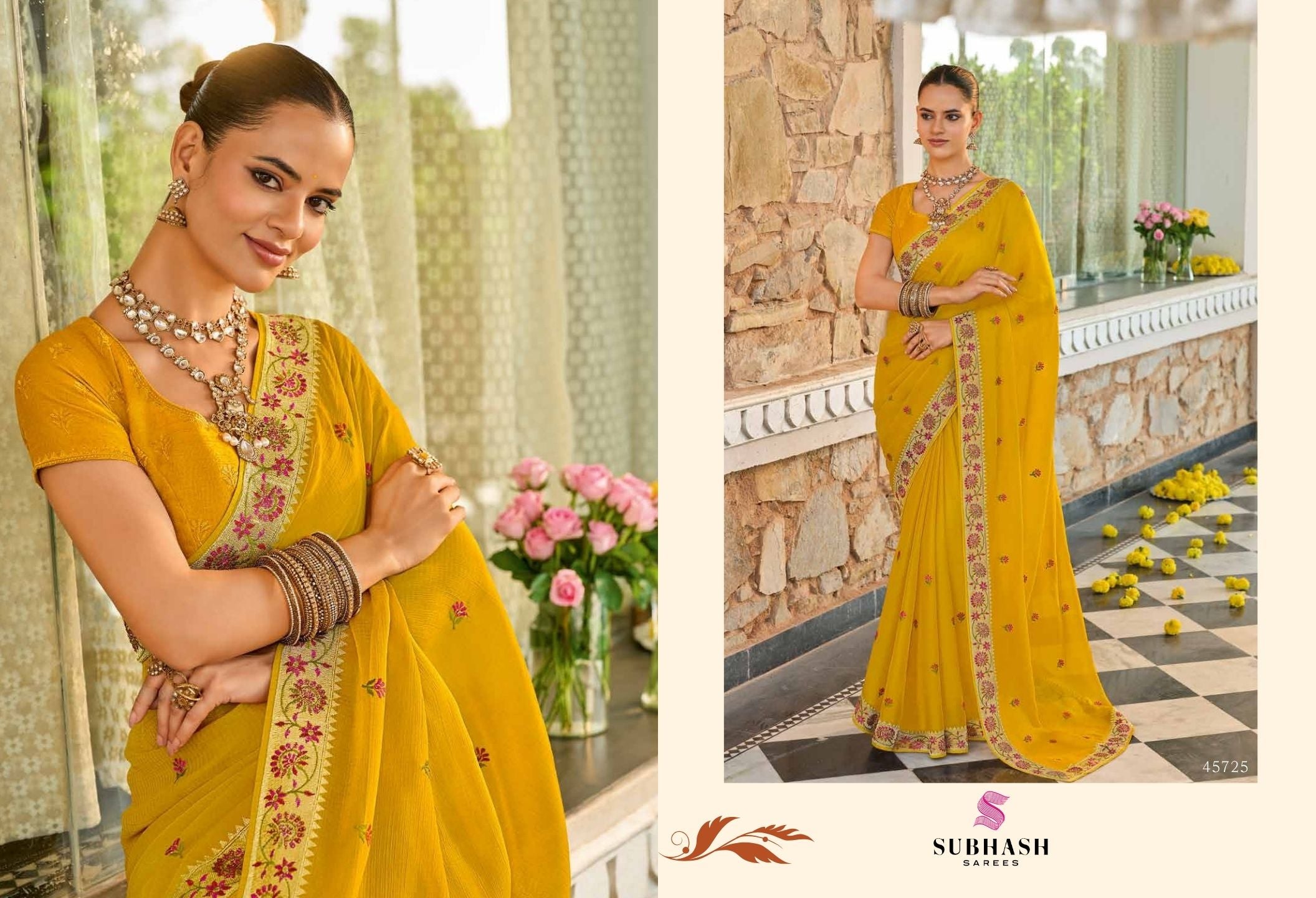 Maika: Chiffon Embroidered Sarees with Dupian Silk Blouse