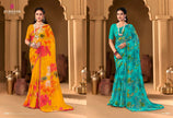 Ruchika : Georgette Printed Saree with Designer Border & Georgette Blouse