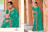 Rakshita: Chiffon Printed Embroidered Sarees with Tusser Silk Blouse