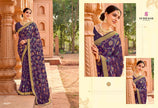 Vintage-27 : Chiffon Brasso Heritage Butti Print Sarees with Printed Tusser Silk Blouse