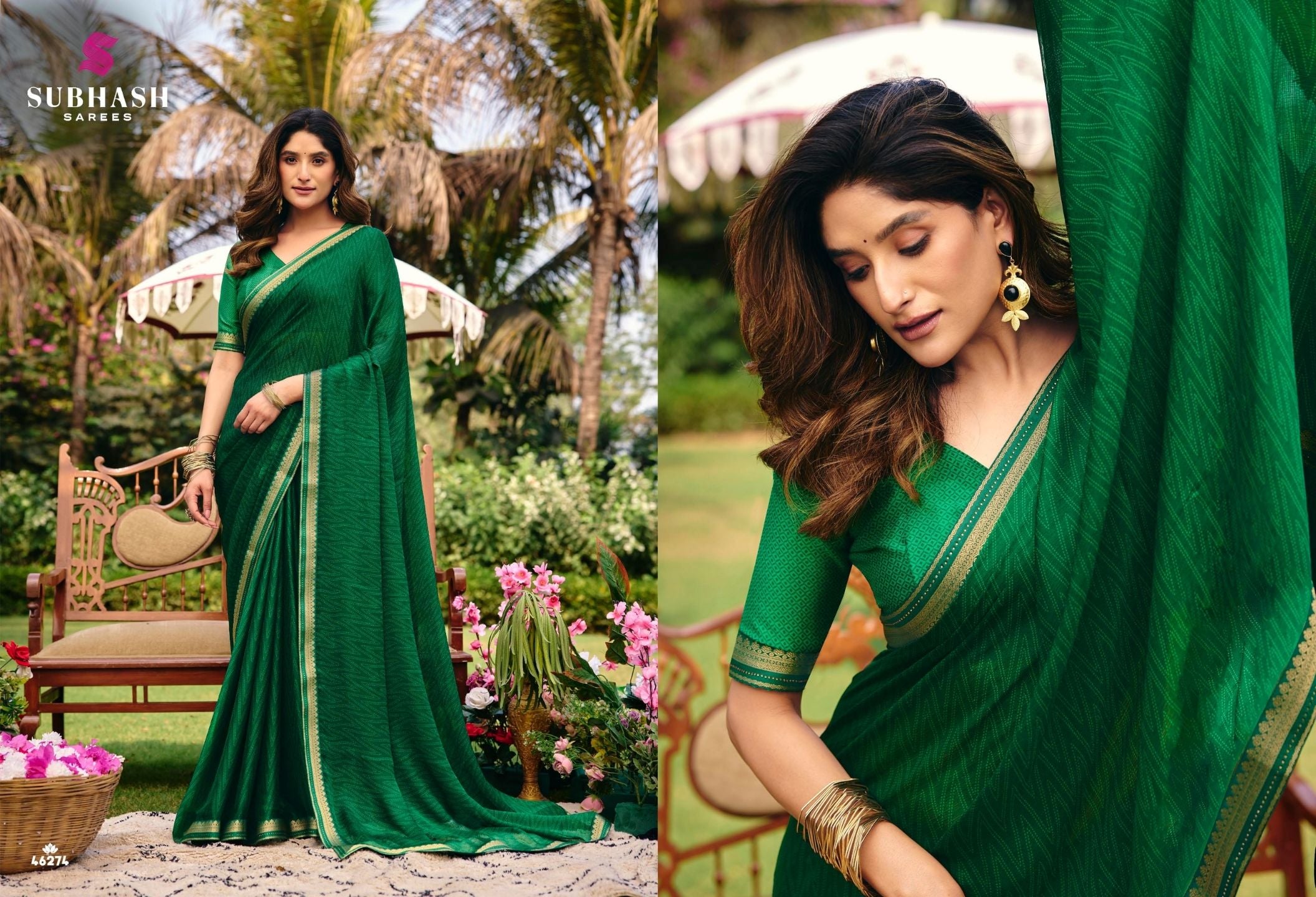 Riviera-27: Chiffon Printed Sarees with Georgette Blouse