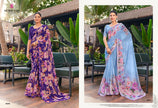 Kalyani-4 : Soft Georgette With Piping Border Floral Printed Saree with Printed Blouse