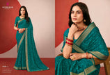 Riviera-29 : Printed Gerorgette with Gold jari Border Saree with Designer Printed Blouse