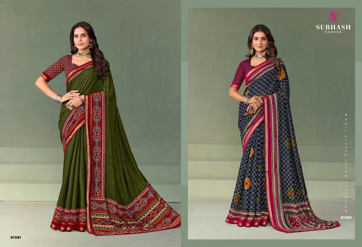 Paalika-03 : Silk Chanderi Mal Cotton Printed Saree with Silk Chanderi Blouse
