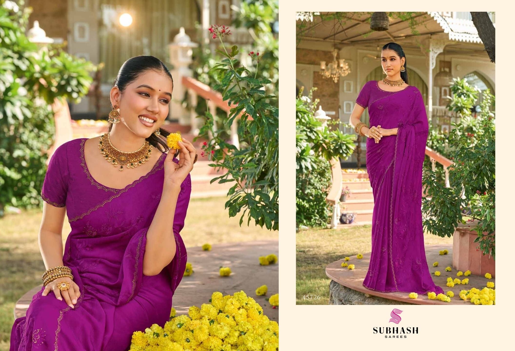 Maika: Chiffon Embroidered Sarees with Dupian Silk Blouse