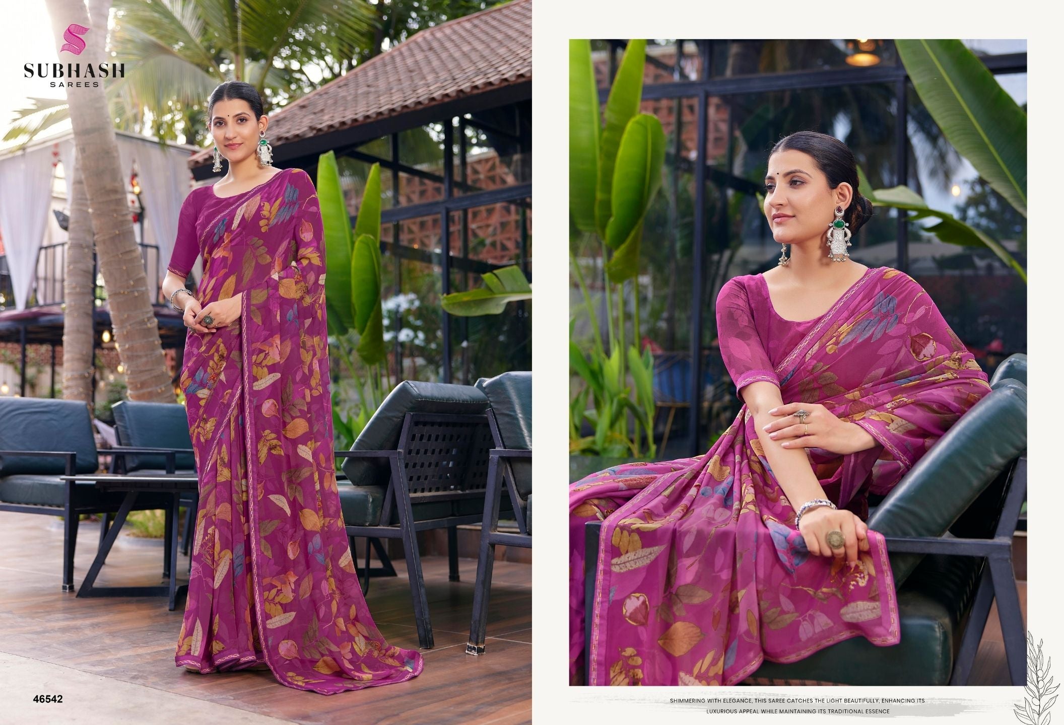 Kalyani-4 : Soft Georgette With Piping Border Floral Printed Saree with Printed Blouse