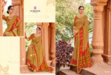 Vintage-27 : Chiffon Brasso Heritage Butti Print Sarees with Printed Tusser Silk Blouse