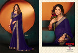 Rani - Mirzapur Special : Soild Sai Chiffon Saree with Gold Jari Border & Designer Blouse