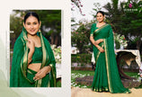 Riviera-28 : Soild Moss Chiffon Geo.Printed Saree with Chiffon Blouse