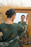 Green Pure Cotton Ajrakh Printed A-Line Kurta Trouser With Dupatta