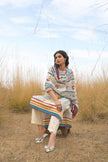 Multi Pure Cotton Ajrakh Printed A-Line Kurta Trouser With Dupatta