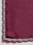 Wine Satin Solid With Embroidered Border Saree with Unstitched Fancy Blouse