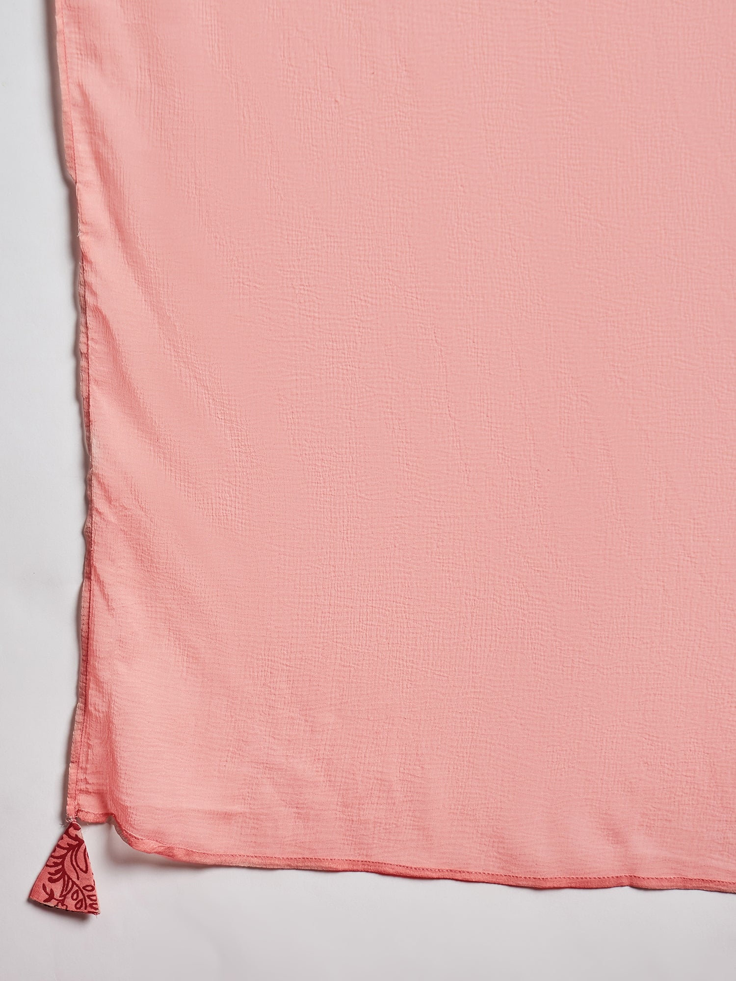 Peach  Silk Blend Printed A-Line Kurta  Trouser