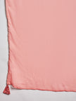 Peach  Silk Blend Printed A-Line Kurta  Trouser