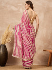 Multi Pure Chiffon Stripped with Gota Lace Saree with Unstitched Blouse