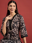 Black  Polyester Printed A-Line Kurta  Palazzo