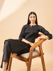Black  Silk Blend Embroideried A-Line Kurta  Trouser