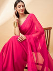 Red Pure Chiffon Solid  Saree with Unstitched Fancy Blouse