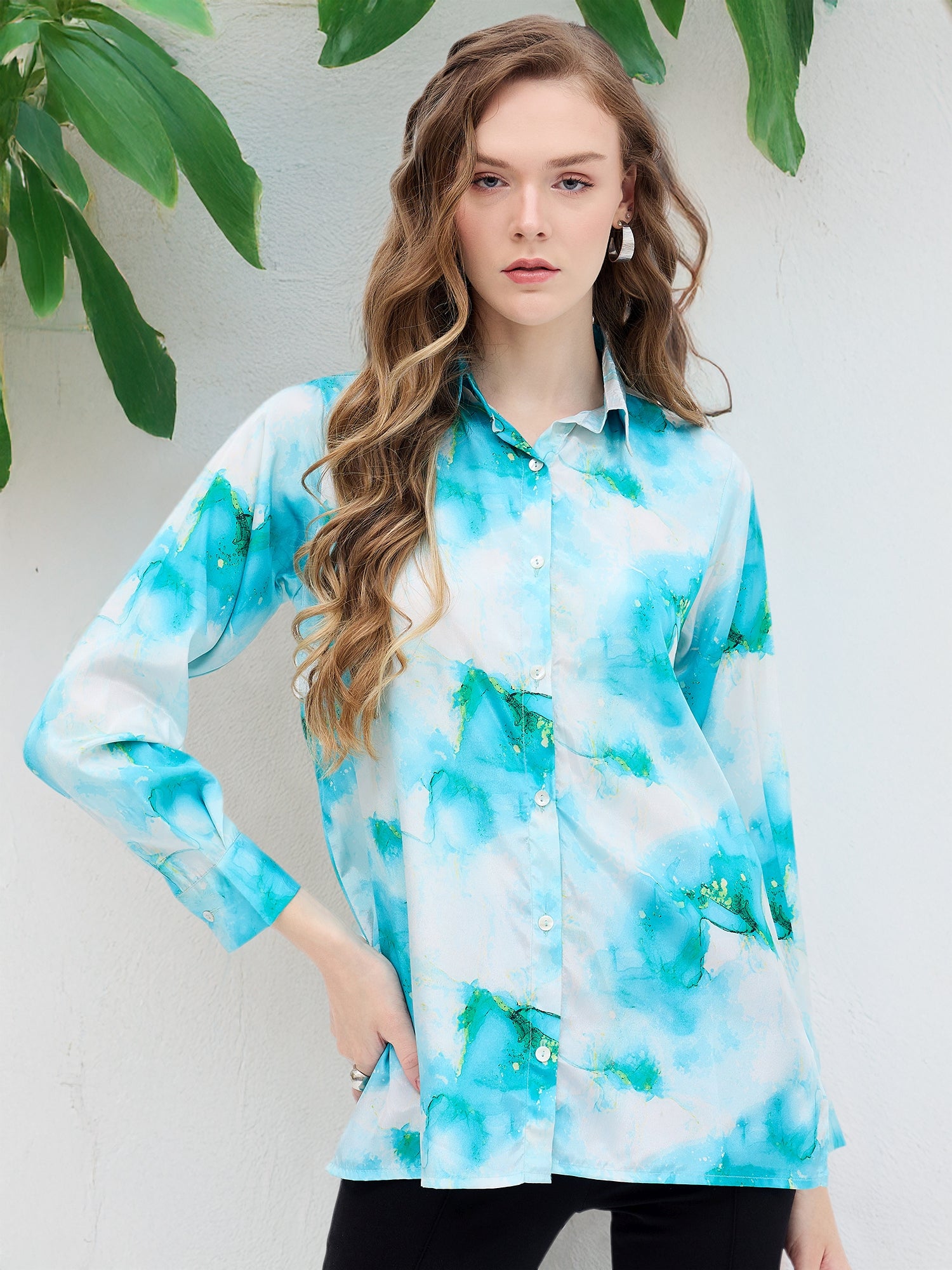 Multi Polyester Printed NA Regular Sleeves Tie and Dye Tops