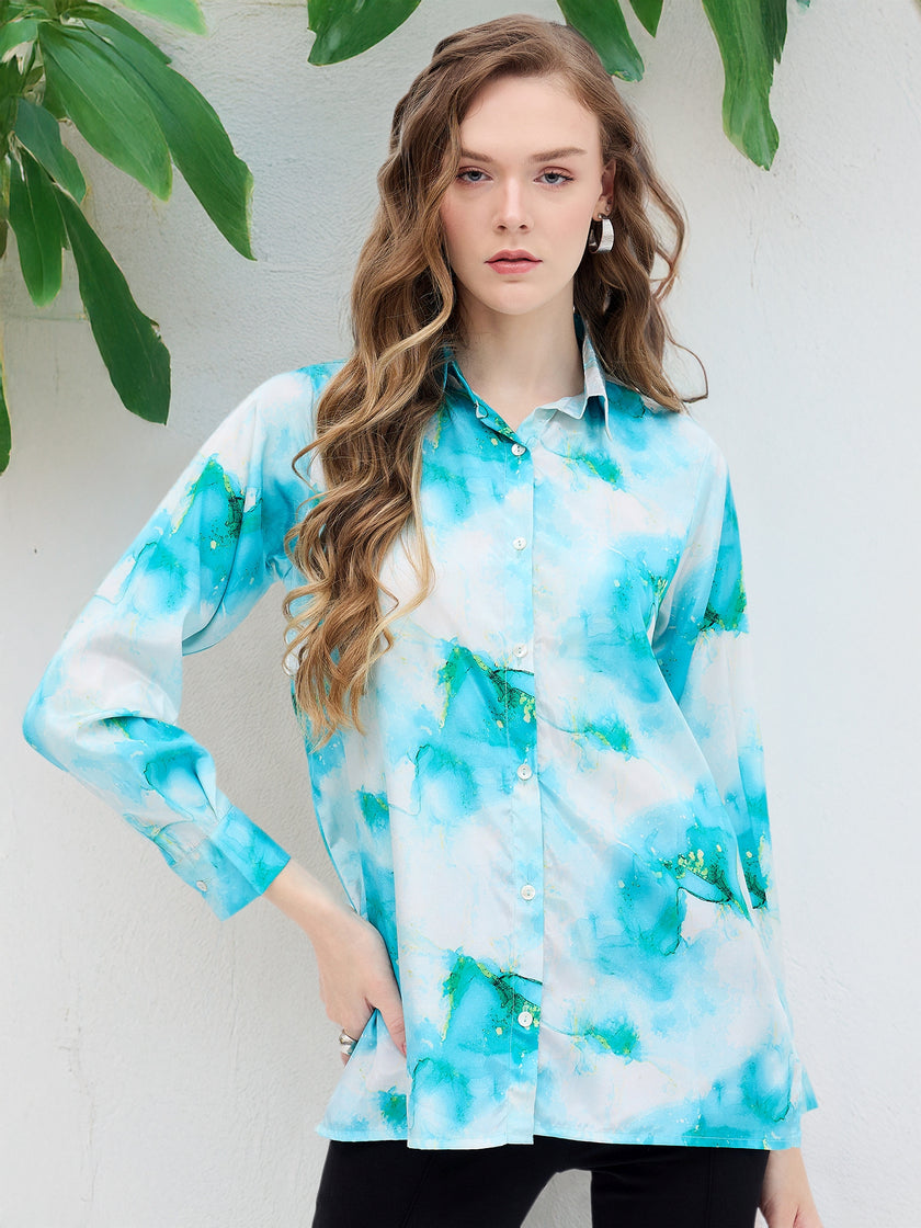 Multi Polyester Printed NA Regular Sleeves Tie and Dye Tops