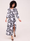 Multi Polyester Printed Cuffed Sleeves Floral Dress