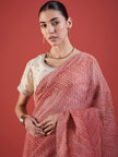 Pink  Pure Chiffon ZigZag Pattern Print With Embellished Lace Saree with Unstitched Fancy Blouse