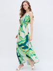 Multi Polyester Printed No Sleeves Abstract Dress