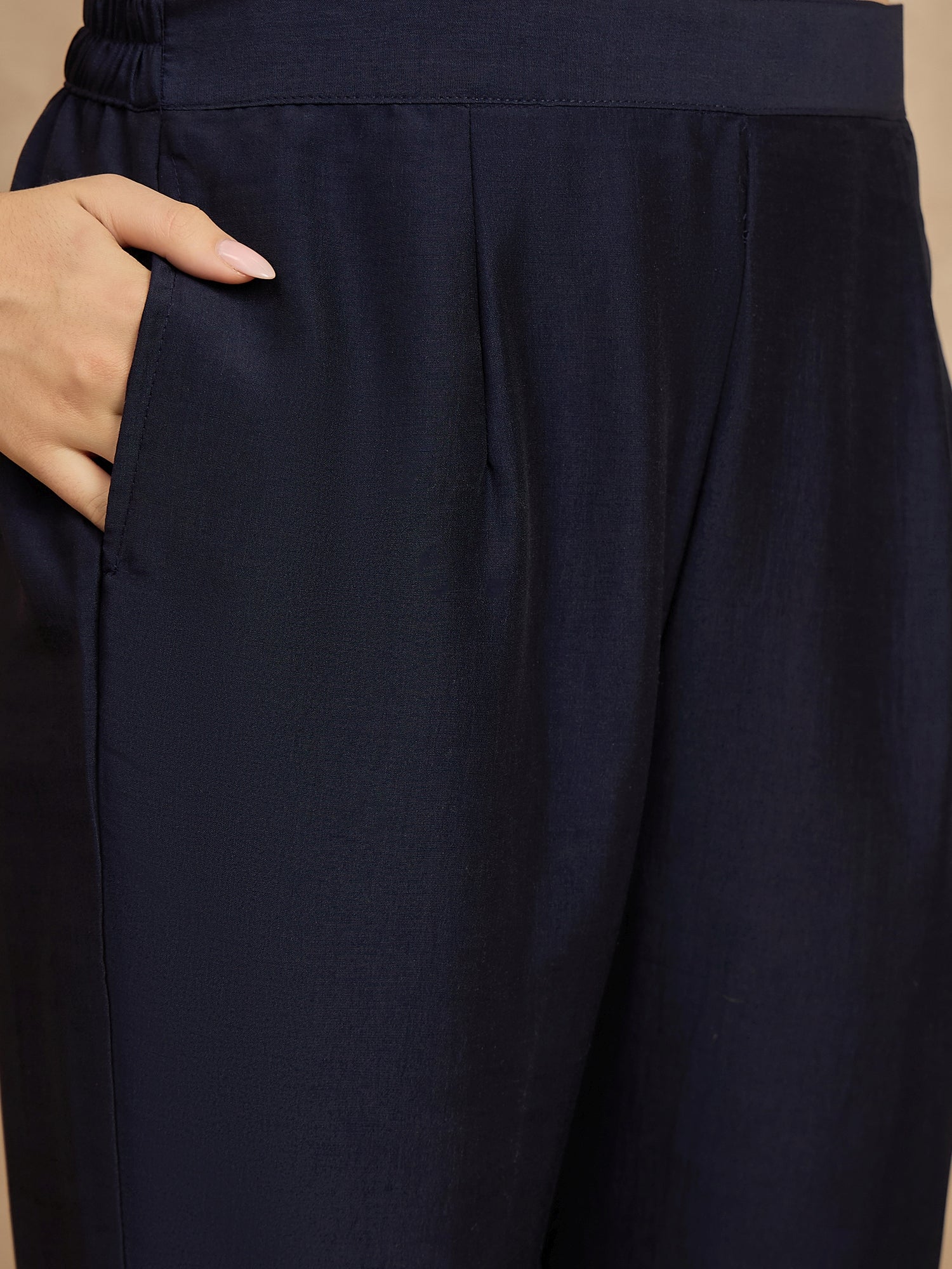 Blue  Chinon Embroideried A-Line Kurta Trouser