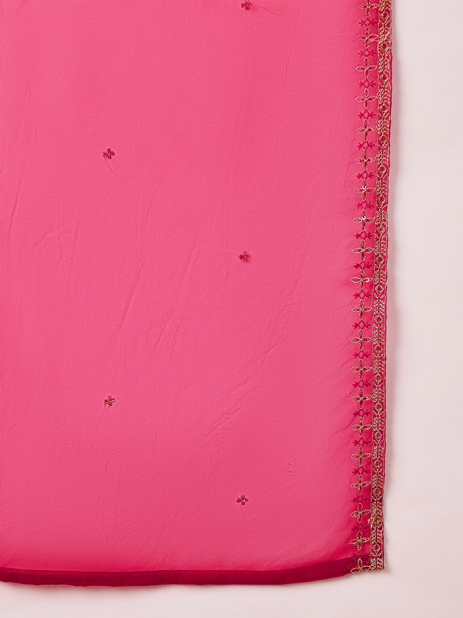 Pink  Silk Blend Embroideried A-Line Kurta Trouser