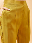Mustard Pure Cotton Solid A-Line Kurta Trouser  With Dupatta