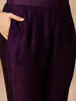 Purple  Silk Blend Embroideried A-Line Kurta Trouser