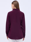 Maroon Satin Solid NA Regular Sleeves New Basics  Tops